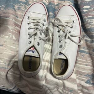 Converse White Sneakers with Red Trim